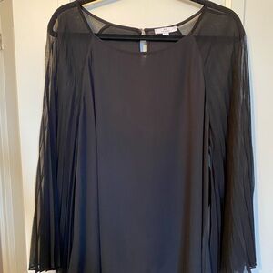 H by Halston Black Sheer Sleeve XL Blouse